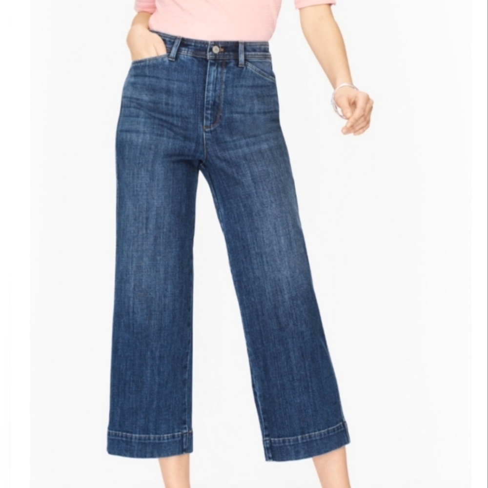 Talbots Wide Leg Crop Blue Denim Jean Size 8